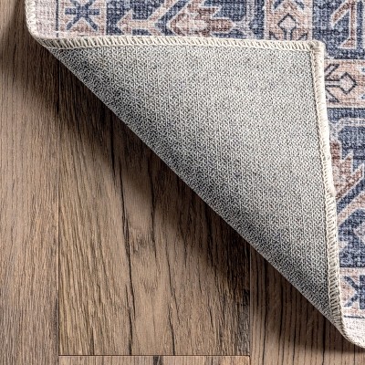 Navy Finley 3' x 5' Rectangular Synthetic Washable Rug