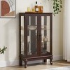 2 Door Lighted Curio Cabinet with Tempered Glass Doors,Mirrored Back & Adjustable Shelves for Living Room Display-Baofuwish - 3 of 4