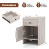 Costway 1/2 PCS Farmhouse Nightstand Fluted Bed Side Table with Large Drawer & Enclosed Cabinet - 3 of 4