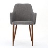 Set of 2 Mid-Century Modern Fabric Dining Chairs, Accent Side Chair, Leisure Chairs with Wood-Finish Metal Legs, Christopher Knight Home Armchair - 3 of 4