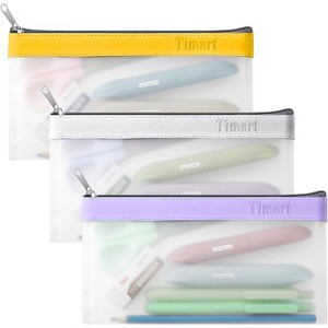Paaaawaters Clear Pencil Pouch-3 Pack, Clear Pencil Case, Pen Holder with Zipper for Kids, Makeup Pouch, Kids Pencil Pouch - 1 of 4