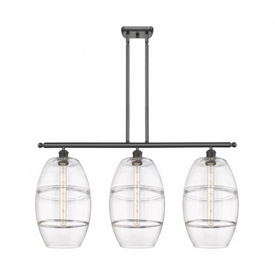 Vaz - 3 Light Stem Hung Island In Industrial Style-19 Inches Tall and 36.5 Inches Wide