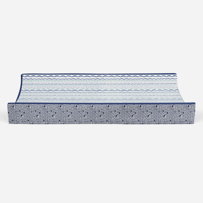 Bacati - Noah Printed Garland Mint/Navy Quilted Changing Pad Cover, 5 of 10