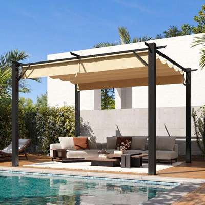 Aoxun 12x16 Patio gazebo – Upgraded Retractable Canopy & Durable Metal Frame for Stylish Outdoor Shade – Deck, Garden, Backyard Use