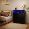 Small Dresser for Bedroom Closet Bedside with 3 Drawers, Wooden Dressers with Charging Station and LED Lights, Wood Chest of Drawers for Living Room - 2 of 4