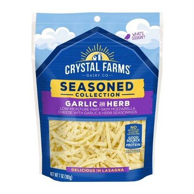 Crystal Farms Garlic and Herb Shredded Mozzarella Cheese - 7oz