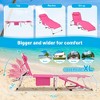 LOVSON 3-in-1 Heavy Duty Sun Lounger with Face, Adjustable 5-Position Folding Lounger, Portable Flat Beach Lounger for Patio, Pool, Lawn Camping,Pink - 3 of 4