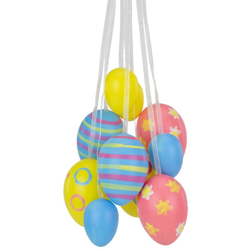 Northlight 17" Floral Striped Spring Easter Egg Cluster Hanging Decoration - White/Yellow, 3 of 6