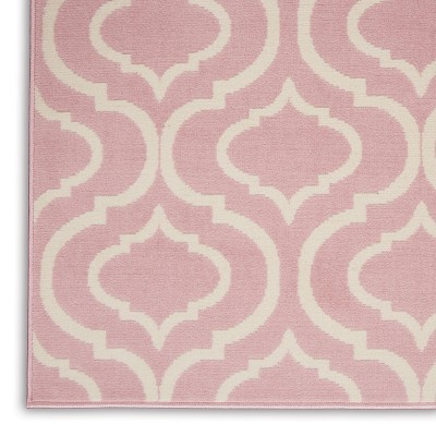 Pink Trellis Pattern Rectangular Synthetic Area Rug 5'3" x 7'3"