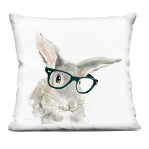 Stupell Industries Adorable Rabbit Black Frame Glasses Hipster Bunny Indoor Decorative Throw Pillow, 18 x 18 - 1 of 3