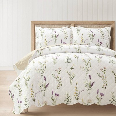 Wildflower Cottages Garment Washed Queen 3pc Quilt sale Set