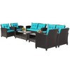 Costway 8 PCS Patio Rattan Furniture Set Glass Table Shelf Sofa Cushion Black/Red/Turquoise/Navy/Gray - 3 of 4