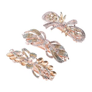 Unique Bargains Women's Sparkly Rhinestones Hair Clips Hair Barrettes Hairpin 3 Pcs - 1 of 4