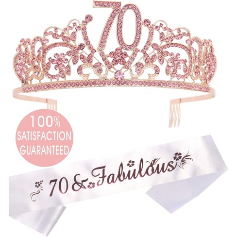 VeryMerryMakering Silver 20th Birthday Sash & Tiara Set - Glitter Sash +  Hearts Rhinestone Tiara for Women, Ideal 20th Birthday Gifts 