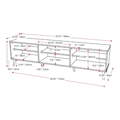 Light Brown and Gray TV Stand with Open Shelves for 85" TVs