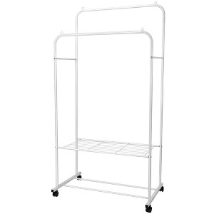NewHome "Multi-Functional Garment Hanging Rack & Organizer with Rolling Wheels for Clothes, Shoes, and Pillows" White - 1 of 4