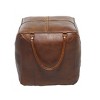 Rustic Leather Foot Stool Ottoman Smooth Brown Leather - Olivia & May: No Assembly, Indoor Use, 250 lbs Limit - 3 of 4
