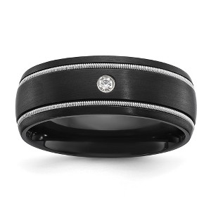 Chisel Black Zirconium Brushed with Cubic Zirconia 8mm Band Ring - 1 of 4