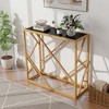 Costway 31.5" Tempered Glass Top Console Table with Foot Pads Golden Heavy-duty Metal Frame - 4 of 4