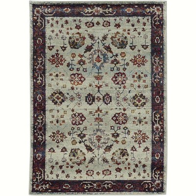 Oriental Weavers Andorra 6842D Stone/ Red Indoor Area Rug - 2'3" x 8'