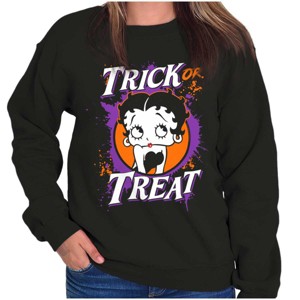 Betty Boop Halloween Trick or Treat Women Crewneck Sweatshirt Brisco Brands - 1 of 4