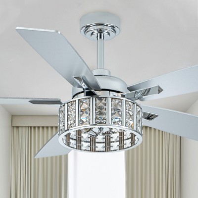 Bella Depot 52" Modern Crystal Ceiling Fan with Light and Remote 6-Speed Reversible Fan