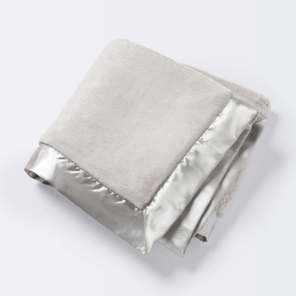 Photos - Duvet Solid Satin Edge Plush Blanket - Cloud Island™ Gray