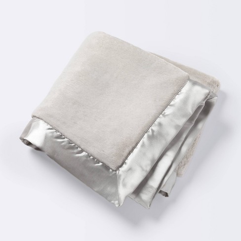 Solid Satin Edge Plush Blanket - Cloud Island™ Gray : Target