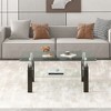 Rectangle Glass Coffee Table, Modern Side Coffee Table For Living Room, 2-Tier Tea Table With Tempered Glass Tabletop, Lower Shelf For Living Room - 3 of 4