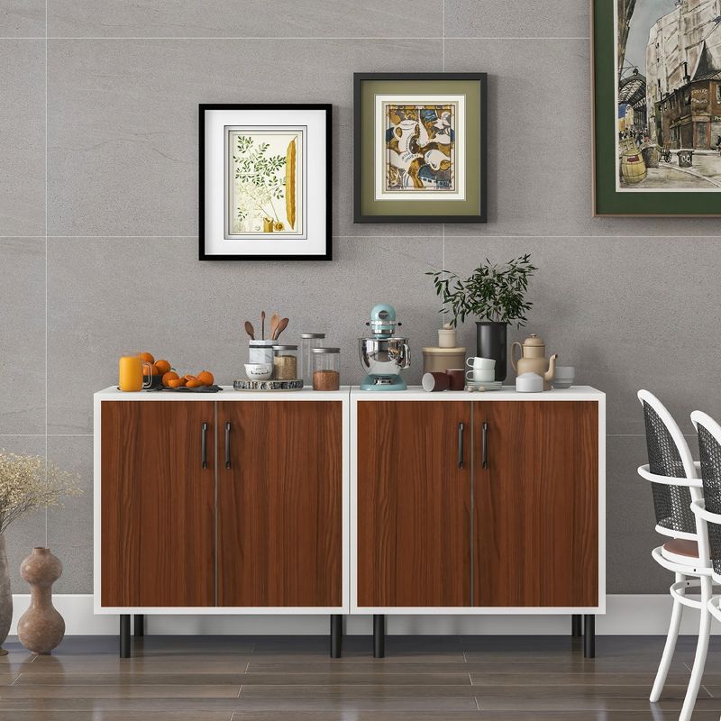 Costway Set of 2 Sideboard Buffet Storage Cabinet Kitchen Cupboard with Adjustable Shelf, 3 of 11