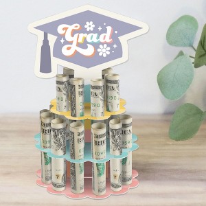 Big Dot of Happiness Groovy Grad - DIY Hippie Graduation Party Money Holder Gift - Cash Cake - 1 of 4