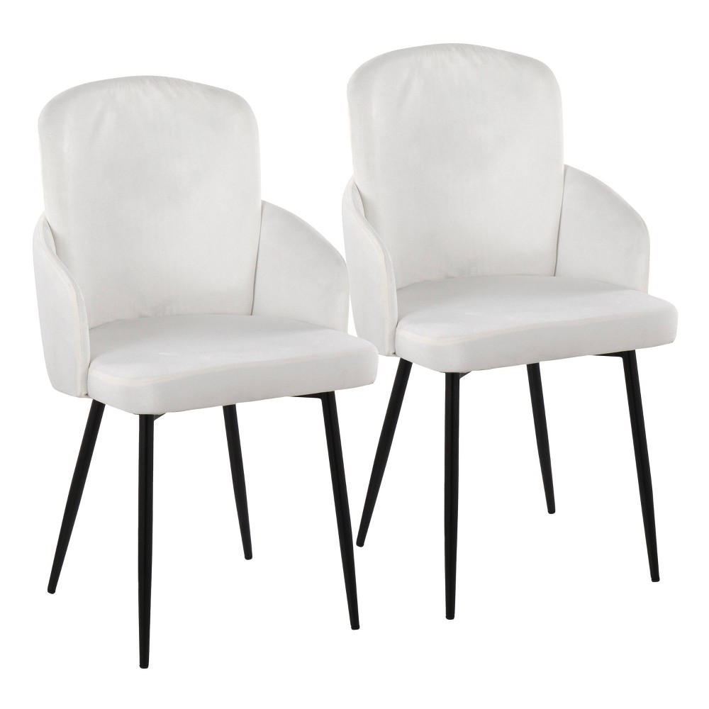 Photos - Sofa Set of 2 Dahlia Dining Chairs Black/Cream Velvet - LumiSource