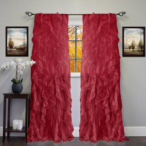 Chic Sheer Voile Vertical Ruffled Tier Window Single Panel Curtain by Sweet Home Collection® - 1 of 3