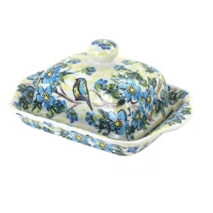 Blue Rose Polish Pottery 67 Vena Butter Dish - 1 of 2