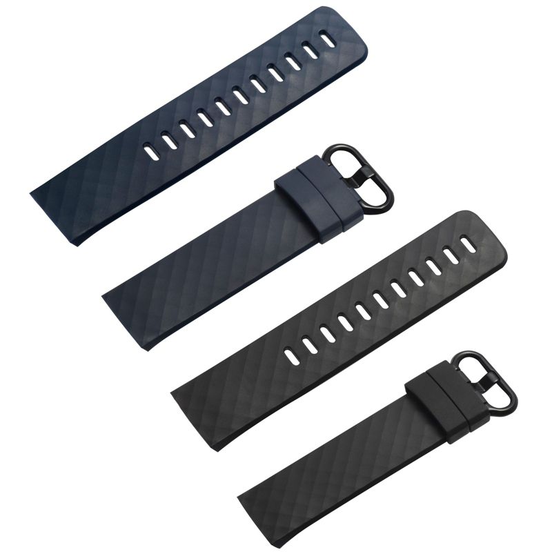 Insten 2-Pack Soft TPU Rubber Replacement Band For Fitbit Charge 4 & Charge 3, Black+Navy, 3 of 10