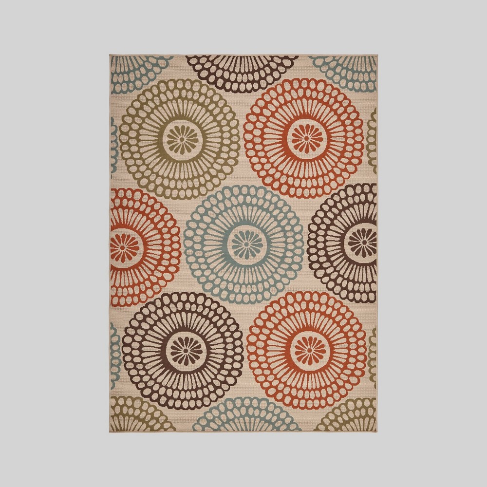 6'7in x 9'2in Seastar Medallion Outdoor Rug Ivory - Christopher Knight Home