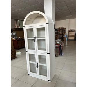 Arched Bookshelf with Doors, 15.83in Depth Storage Shelves, 71.4in Tall Wooden Display Cabinet, Farmhouse Bookcases for Living Room, Kitchen, Office - 1 of 1