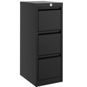 3-Drawer Metal File Cabinet with Lock, Heavy Duty Filing Cabinet for Letter/Legal/A4/F4 Documents ¨C Vertical Storage Organizer for Home Office, Black - 1 of 4
