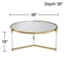55 Downing Street Glam Acrylic Round Coffee Table 36" Wide Clear Glass Tabletop Gold for Living Room Home House Balcony Office - 4 of 4