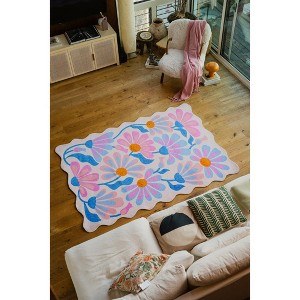 Lany Space Jessica Miller Lavender Base Purple Floral Wavy Rug - 1 of 4