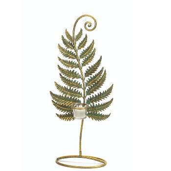 Melrose 20.75" Golden Patina Standing Fern with Votive Cup Table Top Decoration