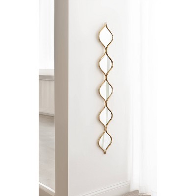 Gold Teardrop Panel Wall Mirror, 7x42, Metal Frame