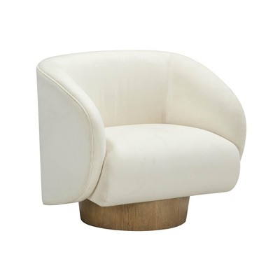 TOV Furniture Presley Velvet Swivel Accent Chair in Cream