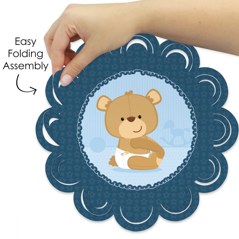 Big Dot of Happiness Baby Boy Teddy Bear - Baby Shower Round Table Decorations - Paper Chargers - Place Setting For 12, 5 of 9