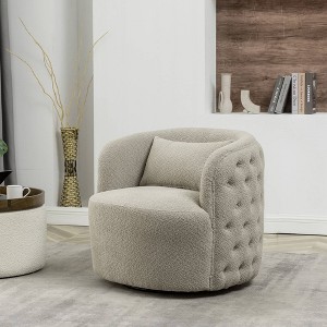 34" Wide Boucle Tufted Upholstered 360° Swivel Armchair - Kinwell - 1 of 4