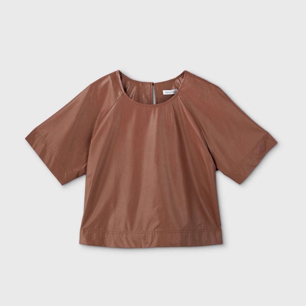 Women's Plus Size Short Sleeve Faux Leather Blouse - Prologue Brown 3X was $29.99 now $20.99 (30.0% off)