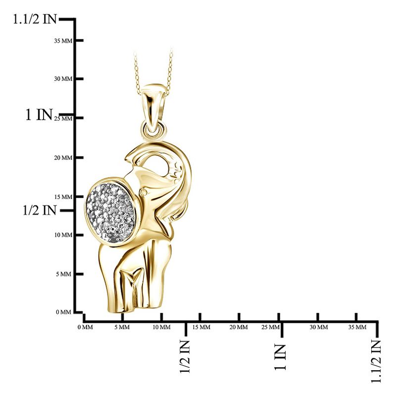 Women's Sterling Silver Accent Round-Cut White Diamond Pave Set Elephant Pendant (18"), 2 of 3