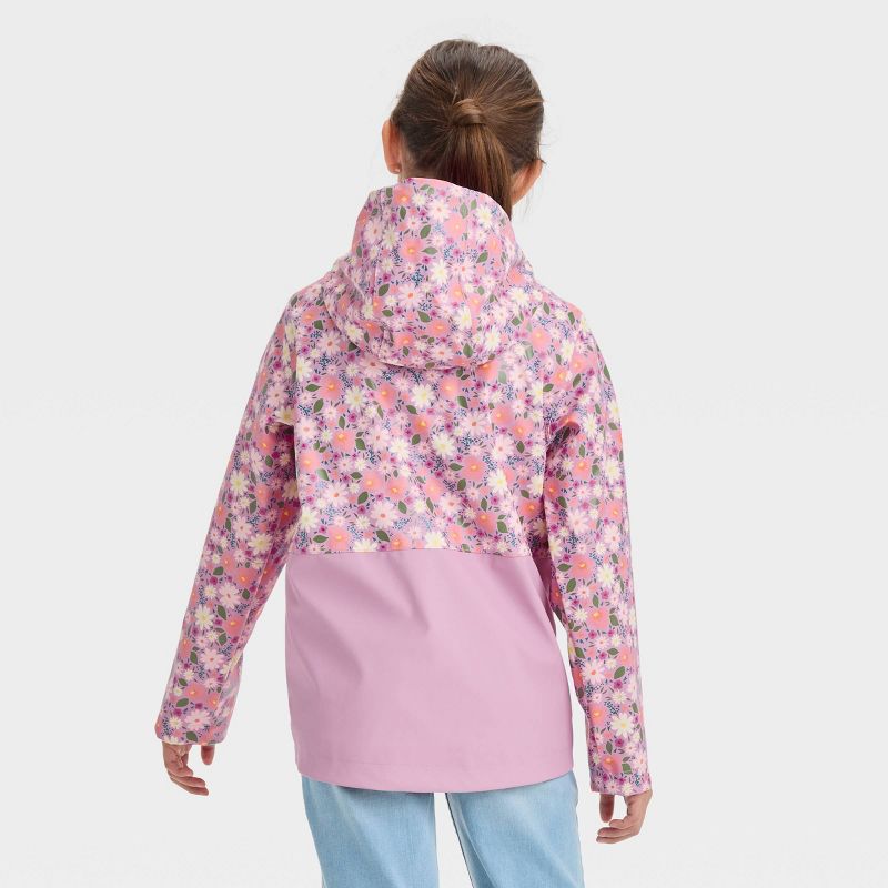 Girls' Floral Printed Rain Coat - Cat & Jack™ Lavender, 3 of 5