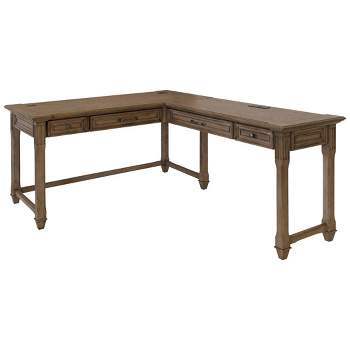 Bristol Traditional Wood Open L-Desk & Return Light Brown - Martin Furniture