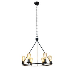 Chloe Lighting Ironclad Industrial-Style Matt Black Finish 6 Light Large Pendant 22" Wide - 1 of 4